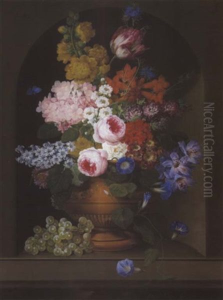 "groses Stilleben Mit Wicke, Rosen, Sommerstern, Hyanzinthen, Primeln, Kornblume, Lilie, Akelei, Narzissen..." - view 1