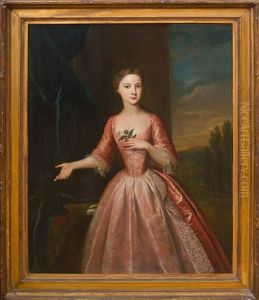 Portrait Of Girl In A Pink Dress by George Knapton