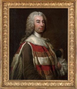 Portrait Of Robert Knight, Baron Luxborough In Irish Peer's Robes, A Tricorn Under His Left Arm