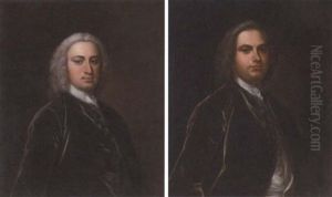 Portrait Of Mr. Neate Of Binfield, Bershire, In A Dark Grey Jacket And White Cravat by George Knapton