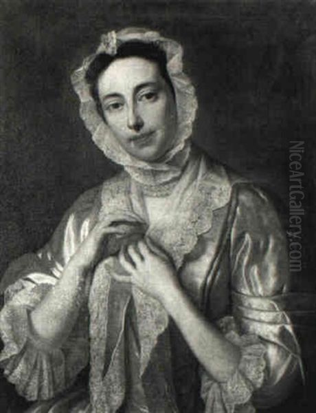Portrait Of A Lady Wearing A Lace Bonnet - view 1