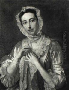 Portrait Of A Lady Wearing A Lace Bonnet by George Knapton