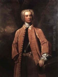 Portrait Of A Gentleman Believed To Be Captain The Hon.     John Crosby Standing Three Quarter Length Wearing A Breast