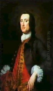 Portrait Of A Gentleman, Thought To Be Mr. Turnbull, Half Length, In A Brown Coat (a Pair) by George Knapton