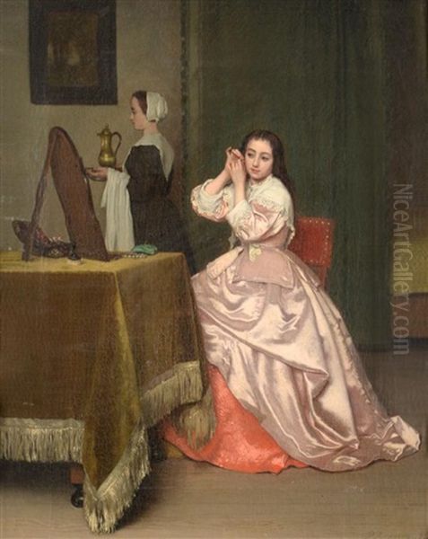 An Elegant Lady At Her Dressing Table - view 1