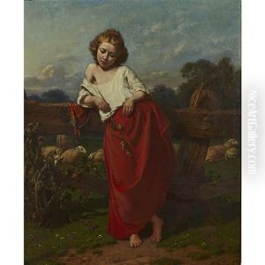 Little Shepherdess by Petrus Renier Hubertus Knarren