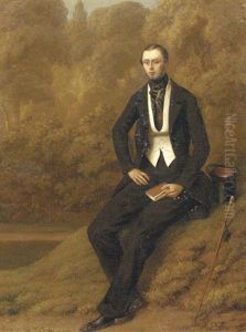 A Gentleman Reposing In A Park Landscape