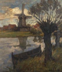 Landschaft Mit Windmuhle by Carl Knauf