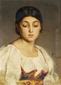 Portrat Einer Jungen Romerin by Ludwig Knaus