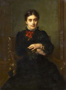 Portrat Der Gattin Des Malers, Henriette Knaus, Geb. Hoffmann by Ludwig Knaus