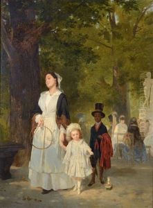 A Walk In The Tuilleries Garden, Paris by Ludwig Knaus