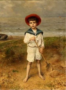 Zwei Kinderportrats by Ludwig Knaus