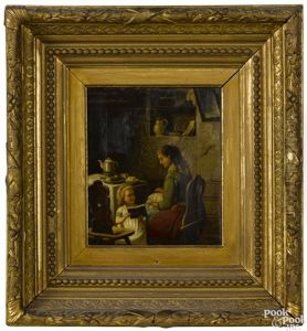 Interior Scene With A Mother And Child by Ludwig Knaus