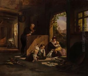 Children Playing With Kittens And Mice