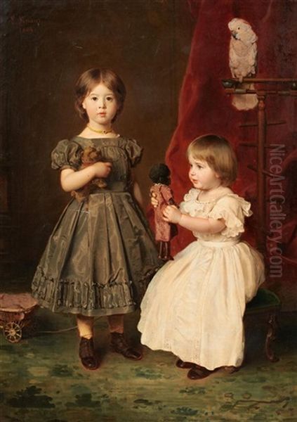 Doppelportrat Der Tochter Des Kunstlers, Marie Und Hedwig Knaus - view 1