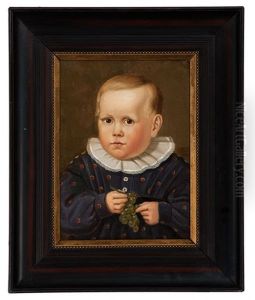 Portrait Of A Boy With Grapes by Ludwig Knaus