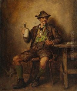 Tyrolean Peasant With A Beer Mug And Pipe