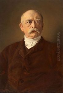 Portrait Of The Chancellor Otto Von Bismarck by Ludwig Knaus