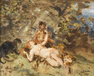 Faun Und Nymphe by Ludwig Knaus