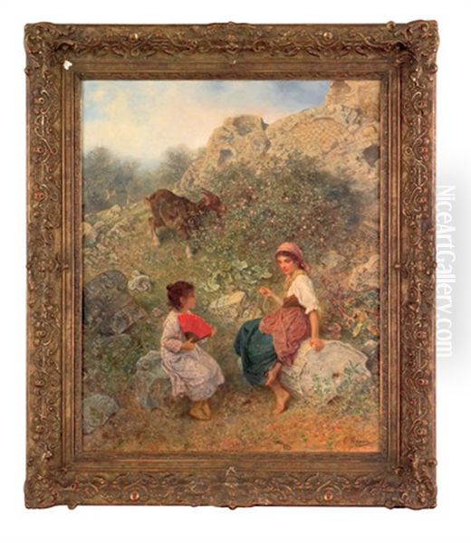Landscape With Two Young Women Tending A Goat - view 1