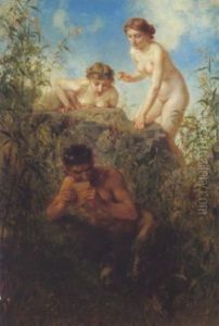Satyr Und Nymphe by Ludwig Knaus