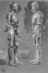 Zwei Gotische Rustungen by Ludwig Knaus
