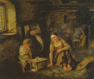 Das Innere Einer Schwarzwalder Bauernstube by Ludwig Knaus