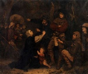 The Countess Helfenstein Pleading Mercy For Her Husband : Episode From The Peasant's Revolt by Ludwig Knaus