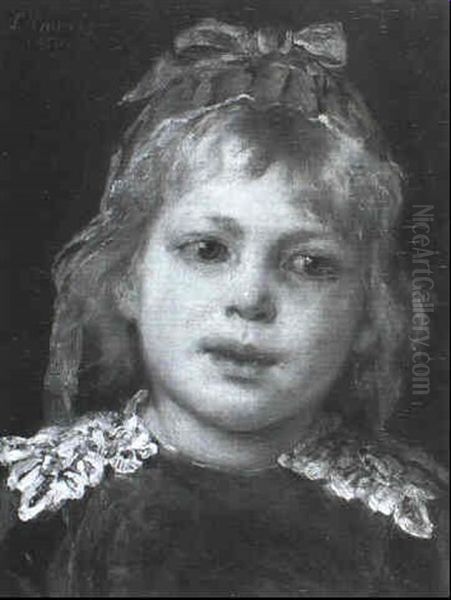 Brustbild Eines Jungen Madchens In Einem Roten Kleid Mit Spitzenkragen - view 1