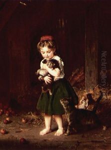A Handful Of Kittens by Ludwig Knaus