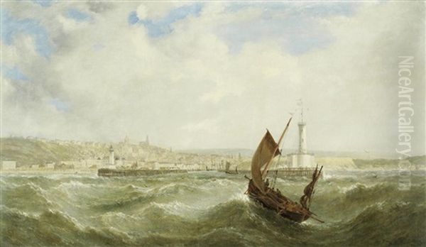 A Heavy Swell Off Boulogne Harbour - view 1