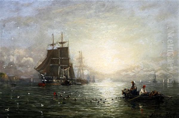 Shipping In Calm Waters At Dusk - view 1