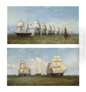 A Paddle Steamer Of The Royal Navy Escorting A French Squadron...(+ The Baltic Fleet, Under The Command Of Rear-admiral The Hon. Richard Saunders...; Pair)