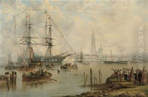 The British Royal Yacht "victoria &amp; Albert Ii" Arriving At Antwerp With The Newly-wed Prussian Crown Prince And Princess Aboard