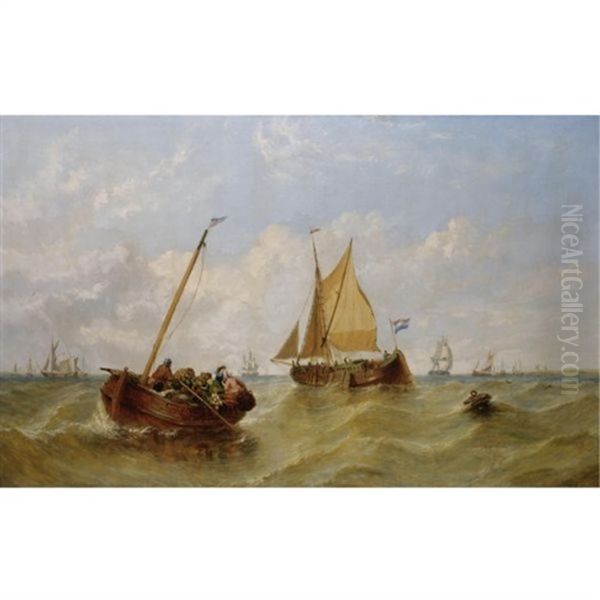 Shipping Off The Dutch Coast by William Adolphus Knell
