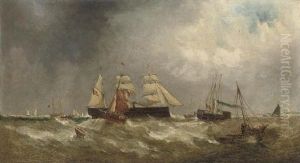 Crowded Waters Off The French Coast by William Adolphus Knell
