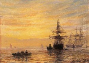 Shipping By Moonlight by William Adolphus Knell