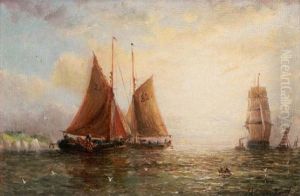 Fishing Boats Off A Coastline thumbnail