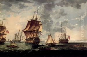 Naval Shipping In The English Channel Off Dover by William Adolphus Knell