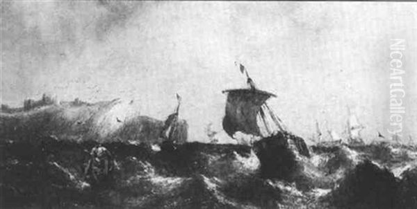 French Lug Sail Fishing Boat In The Channel - view 1