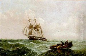 A Brig And A Fishing Boat In Heavy Seas A Brig And A Fishing Boat In Heavy Seas