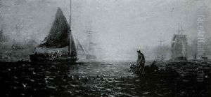 Fishermen Pulling In The Nets by William Adolphus Knell