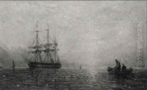 Fishermen Hauling In Nets by William Adolphus Knell