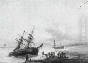 Segelschiffe An Der Kuste by William Adolphus Knell