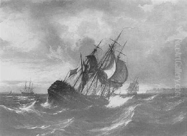 Man O'war Heeling In A Swell At Sunset - view 1