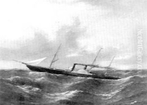 Paddle Streamer In Choppy Waters by William Adolphus Knell