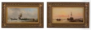 Shipping In Stormy Weather; A Calm Day by William Callcott Knell