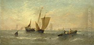 Fishing Boats Making Ready For Sea; And A Companion (a Pair) by William Callcott Knell