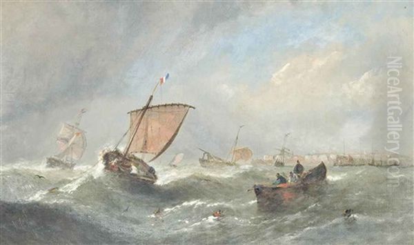 Lug Sail Fishing Boat Running Into Port; Fishing Boats In The Channel (illustrated) (2 Works) - view 1