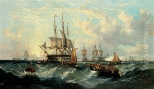 Warships Approaching The Anchorage